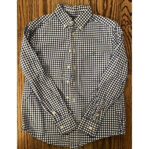 Boys Ralph Lauren Blue & White Checked Long Sleeve Button up Shirt - M10/12